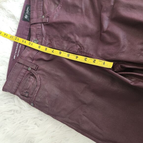 AG Adriano Goldschmied Mari Leatherette Mid-Rise Slim Straight 28 Maroon (28x29) - Picture 12 of 16